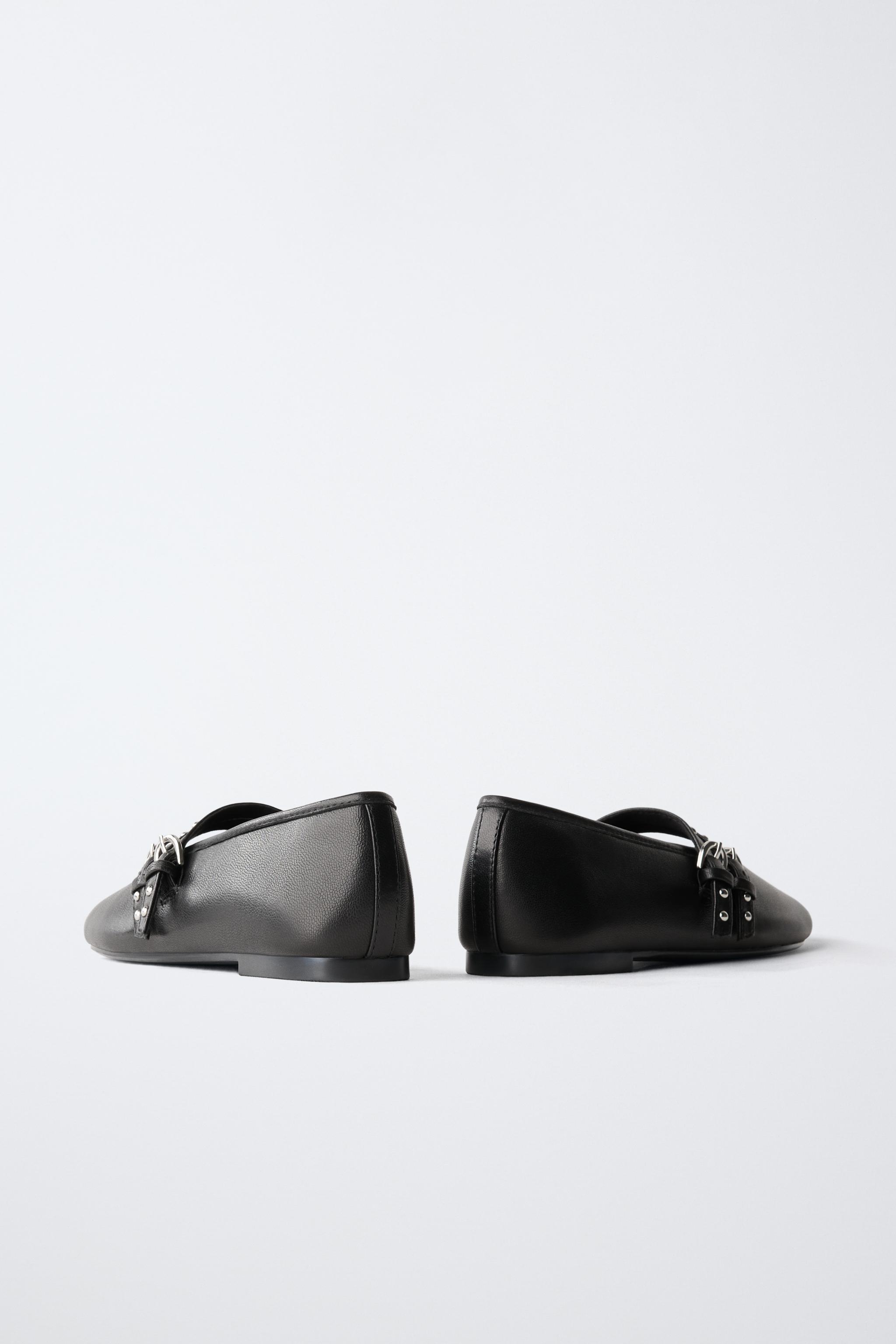 BALLERINES EN CUIR À DOUBLE BOUCLE